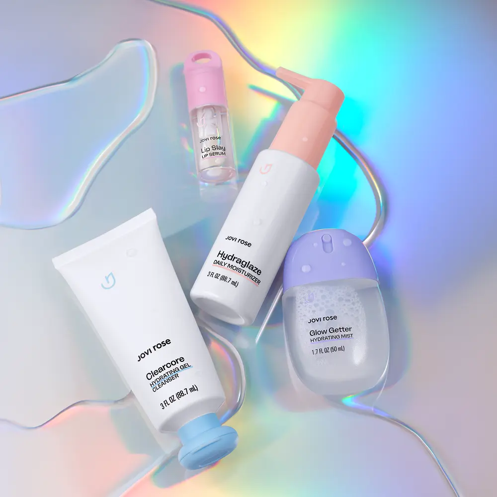 Jovi Rose Skin The Complete Routine | 4-Piece Daily Skincare Set for Tweens & Teens | Gentle Face Wash, Mist, Moisturizer & Lip Care for Sensitive Young Skin