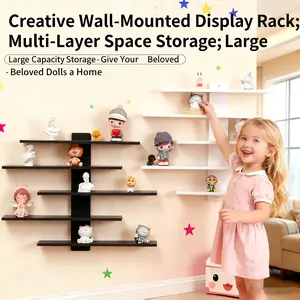 Adjustable Five-Tier Wall Mount Display Shelf, Storage Rack for Figurines and Collectibles, Ideal for Dolls, Statues, Toys, Space-Saving