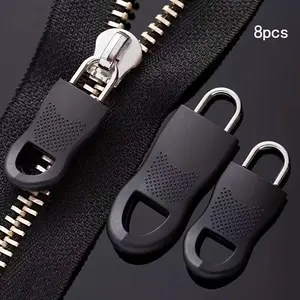 8pcs Heavy-Duty Zipper Pull Replacement Heads - Zipper Slider with Easy Clip-On Installation, Zipper Closer, Compatible with Bags, Jackets, Dresses - Durable Zipper Repair Parts