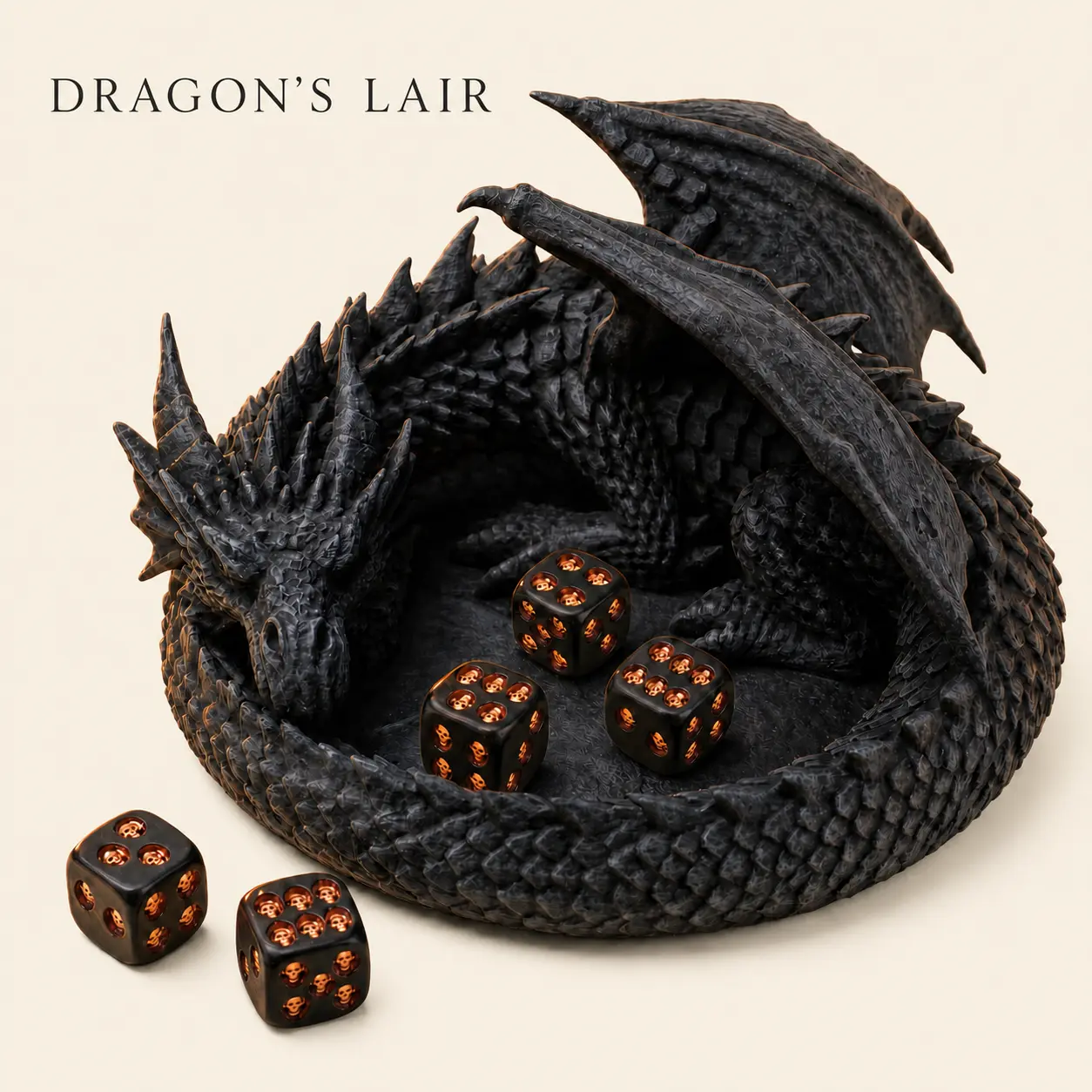 3D Dragon Dice Tray with Skull Dice Holder, Gothic DND Tabletop Accessory for RPG Gaming, Dungeon Master Gift