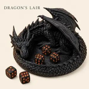 3D Dragon Dice Tray with Skull Dice Holder, Gothic DND Tabletop Accessory for RPG Gaming, Dungeon Master Gift