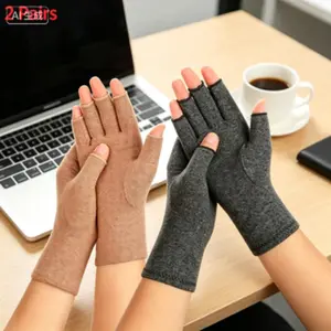 2 Pairs Fingerless Compression Gloves for Women And Men, Relieve Arthritis And Carpal Tunnel Pain, Improve Blood Circulation, Ideal for Typing And Daily Use