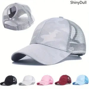 1 piece/2 pieces summer women's baseball cap breathable printed ponytail mesh hat casual all-match sun hat summer sunshade cap