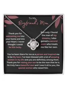 To My Boyfriend's Mom Necklace Love Knot Necklace with Thank You Card and Gift Box Bridal Shower & Birthday Jewelry Meeting Family Jewelry Dainty Necklace