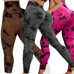Women's Tie-Dye Seamless Leggings, Sportswear High Waist Tummy Control Yoga Pants