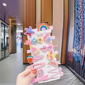 28pcs Mixed Shape & Color Cute Flower & Rainbow Design Snap Clips, Flower & Rainbow Hair Clips, Fashion Hair Accessories for Women