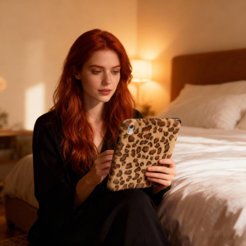 Pink Plush Leopard Print For IPad Case - Compatible With 10.9" For IPad 10th Gen (2022) & 11th Gen (2025), Also For IPad 7th/8th/9th Gen 10.2" -With Charging Stylus Slot Perfect Gift For Parties, Birthdays & Holidays, , Plush Ipad Case, Leopard Print