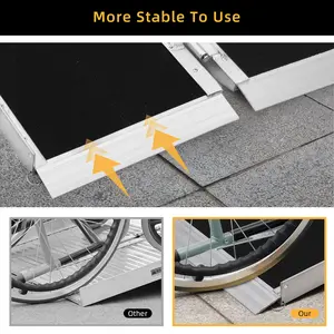 Portable Wheelchair Ramp - Anti-Slip Aluminum Mobility Aid for Wheelchairs, Scooters, Steps, Curbs, Home, Car, and Stairs - Durable & Lightweight Access Solution Anti-Slip Aluminum Mobility Aid for Wheelchairs, Scooters, Steps