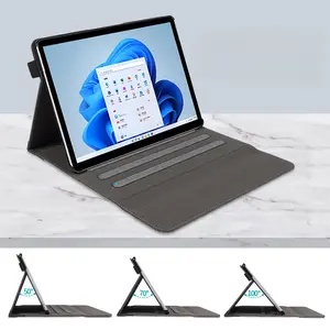 Multi-Angle Stand Leather Case for Microsoft Surface Pro 7/8, Surface Go 3, Folio Protective Cover with Pencil Holder, Compatible with Bluetooth Keyboard & Tempered Glass, Durable PC Shell for Surface Tablet