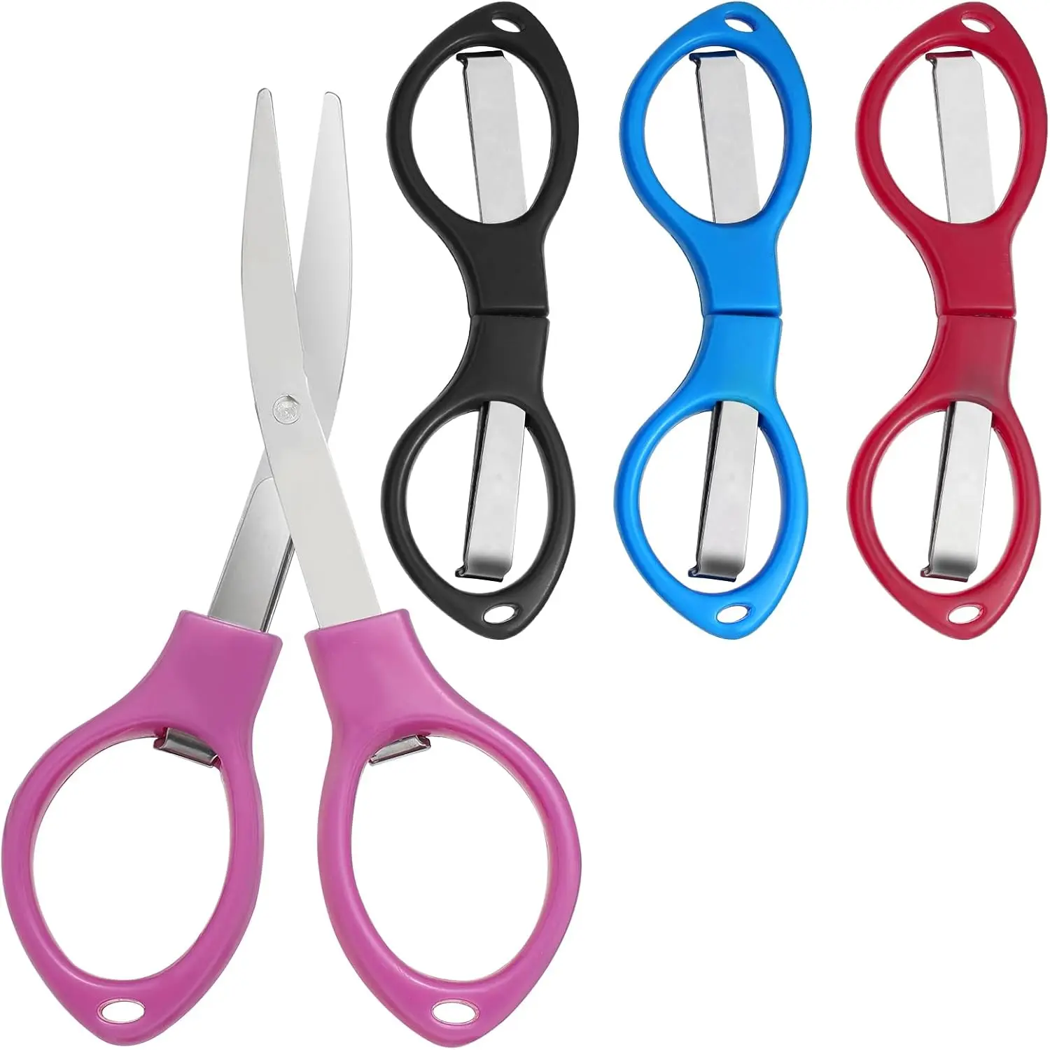 Portable Folding Scissors, 4 Counts Mini Travel Retractable Scissors, Cutting Crafting Tool for Home Office School Camping Cutting Supplies, Office Cutting Supply