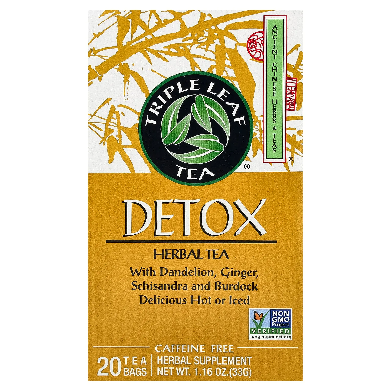 Triple Leaf Tea Detox, Herbal Tea, Caffeine Free, 20 Tea Bags, 1.16 oz (33 g) Triple Leaf Tea Detox, Herbal Tea, Caffeine Free, 20 Tea Bags, 1.16 oz (33 g)