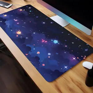 Starry Night Sky Pattern Mouse Pad, 1 Count Rectangle Gaming Mouse Pad, Non-Slip Rubber Base Stitched Edge Desk Pad for Home Office Game, Gaming Desk Accessory