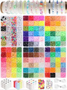 3500pcs Soft Clay Beads Bracelet Making Kit, Friendship Bracelet Set, Flat Beads for Jewelry DIY, Necklace Handmade Gift
