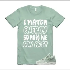 AJ 4 Seafoam Green White Sail Shirt Match MATCH, Bella Canvas