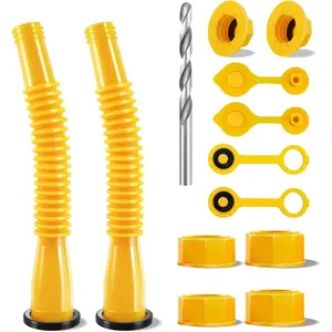 Gas Can Spout Replacement, Anti-Spill Gas Can Nozzle Replacement, 2-Kit Upgraded Spouts No Leaky with Flexible Nozzle, Can Vent Caps, Fit for  1/2/5/10 Gal Can