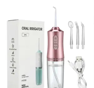 Portable Pink Oral Irrigator RPS with 4 Tips 3 Modes 360° Nozzle 220ml Tank USB Rechargeable Travel Friendly Water Flosser for Everyday Clean - Gum Areas, Removable