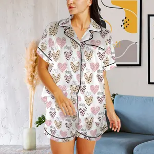 Bridesmaid Pajama Set, Bridal Party Pajamas, Women Matching Pajamas, Bachelorette Party Pajama Sets, Bride Squad, Bridesmaid Proposal Gift - Leopard Hearts