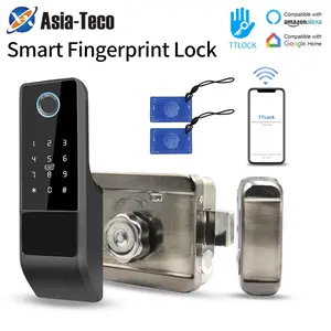 5 in 1 Smart Lock, Waterproof IP65 Electronic Lock with Fingerprint, Password, TTLOCK APP, Physical Key & RF Card, Suitable for Home, Office, Smart Door Lock