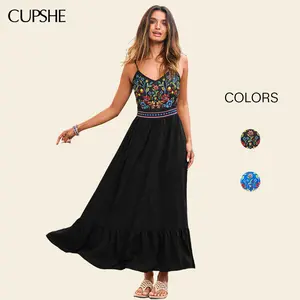 CUPSHE TikTokShopSpringGlowUp Bloom On Floral V-neckline Sleeveless Woven Maxi Dress Summer Casual Womenswear Womensfashion
