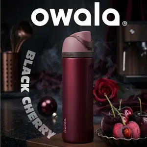 Owala Black Cherry 32oz Insulated Water Bottle Model Leak Proof Built In Straw BPA Free Double Wall Stainless Steel Stylish Daily Hydration Travel