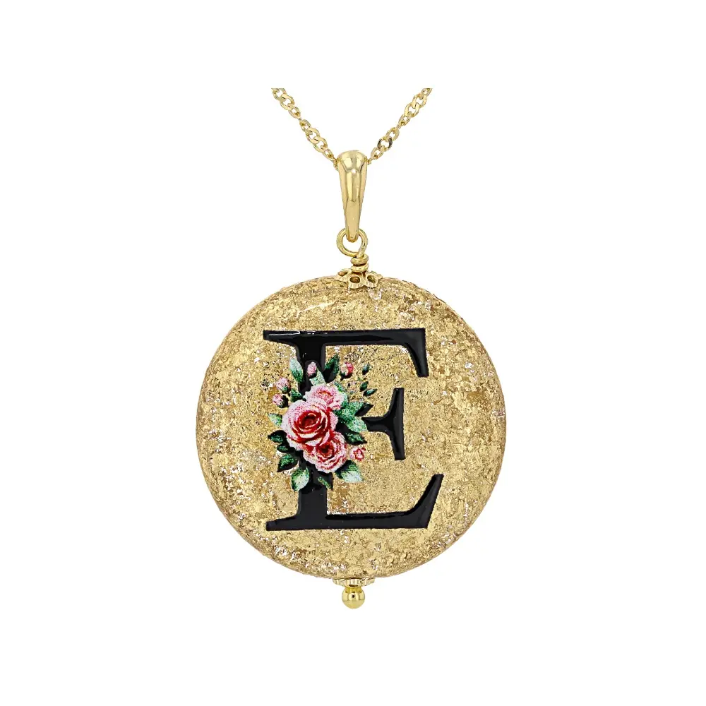 JTV Murano Glass Initial "E" Pendant with 18" Chain