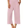 Ekouaer Women's High-Waisted Wide Leg Polyester-Cotton-Spandex Capri Pants - Pocketted, Soft Comfortable Fabric, Easy-Care, Anti-Shrinking Pajama Leg Bottoms for Lounge, Outdoor Use