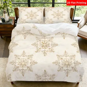 2/3 Pcs 2D Flat Elegant Snowflake Duvet Cover Set Snowflake Bedding Set Quilt Cover 1 Duvet Cover + 1/2 Pillowcases Snowflake Top Sheet Decorative Bedding Bedroom Decor