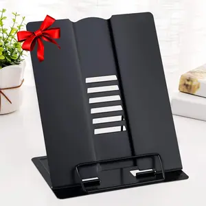 Large Desk Book Stand Metal Reading Rest Book Holder Adjustable Document Cookbook Holder Portable Bookstands for Recipes Textbooks Music Books Birthday  for  3,4,5,6,7,8,9,10+ Boys Girls(Black)
