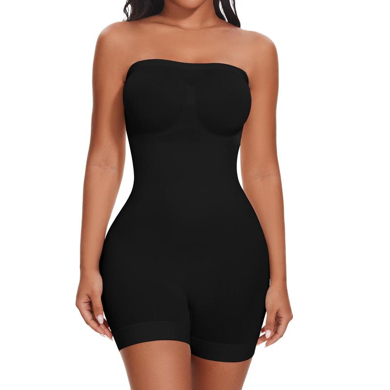 Women Tummy Control Shapewear Strapless Shortie Bodysuit   Butt Lifter Body Shaper with Removable Straps, Off Shoulder Strapless Mid Thigh Jumpsuit Tops for Under Dresses, Lady Comfort Farbic Underwear Womenswear Springtok