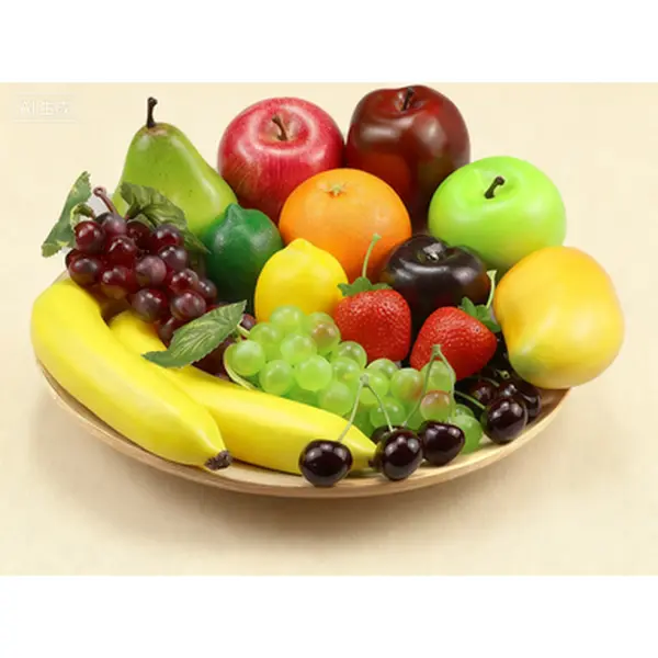 Lifelike Artificial Fruit Decor Set, Realistic Fake Fruits for Kitchen Table Centerpiece, Durable Faux Fruits Apple Banana, Reusable Decorative Fruit for Party Home