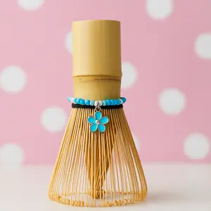 Handmade Matcha Chasen Charm Cherry Blossom |  Flower Bamboo Matcha Whisk Accessories with  Flower Charm