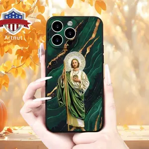Compatible with iPhone 16 15 Pro Max Plus 14 13 12 11 X XR Jesus Pattern Rugged Durable shockproof Anti-Scratch soft Silicone case Gifts for women men girls boys