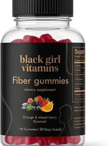 Black Girl Vitamins Fiber Gummies – Prebiotic Daily Wellness Support – Vegan, Gluten-Free, Halal – Orange & Mixed Berry (30-Day Supply)