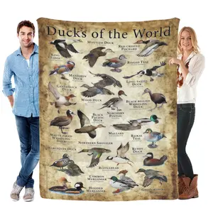 Duck Pattern Flannel Throw Blanket Hunting Decor Mallard Ducks Knowledge Metal Premium Fleece Blanket Soft Warm Throw for Couch Bed Durable Cozy Blanket