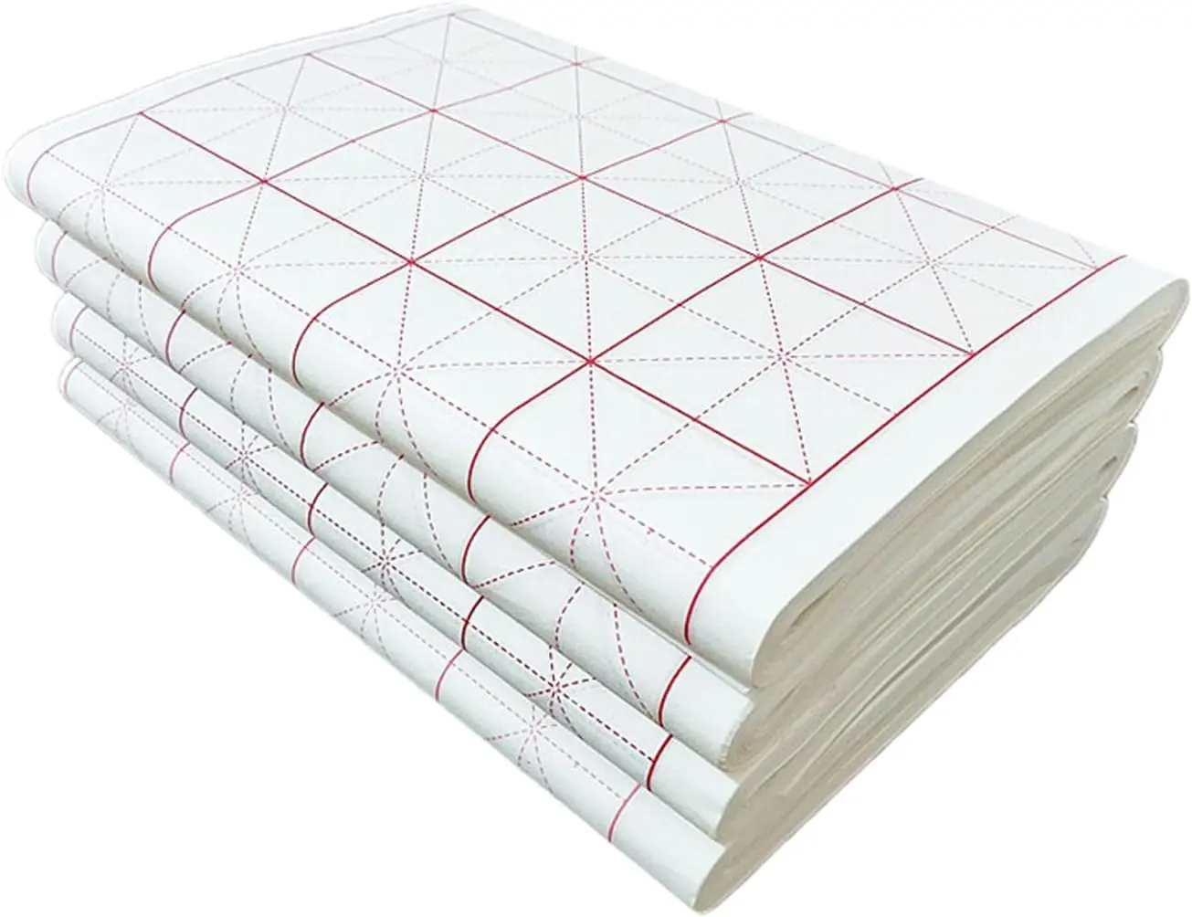 Chinese Calligraphy Xuan Paper Brush Writing Sumi Paper Xuan Paper Rice Paper with Grids for Students, Beginners Practice Kanji  Calligraphy, 100 Sheets/Pack, 7.5cm/Grid