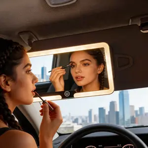 Universal Car Sun Visor Vanity Mirror, LED Lighted, HD Glass, Rechargeable for Daily Makeup，Rechargeable for Women’s Car Essentials，Car Sun Visor Vanity Mirror, LED Lighted Makeup Mirror, Fit Performance Rear View Mirrors