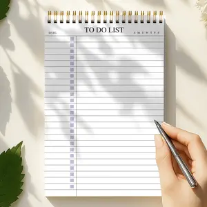 A5 Spiral Bound To-Do List Notebook, Spiral Bound Planner, Daily Plan Checklist Book, Simple Style Task Record Journal, Portable Study Office Notebooks