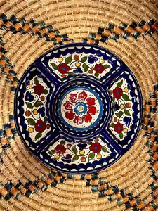 Palestine Pottery Divided Plate 23 cm Ceramic Handmade and Hand Painted خزف فلسطيني made in Palestine