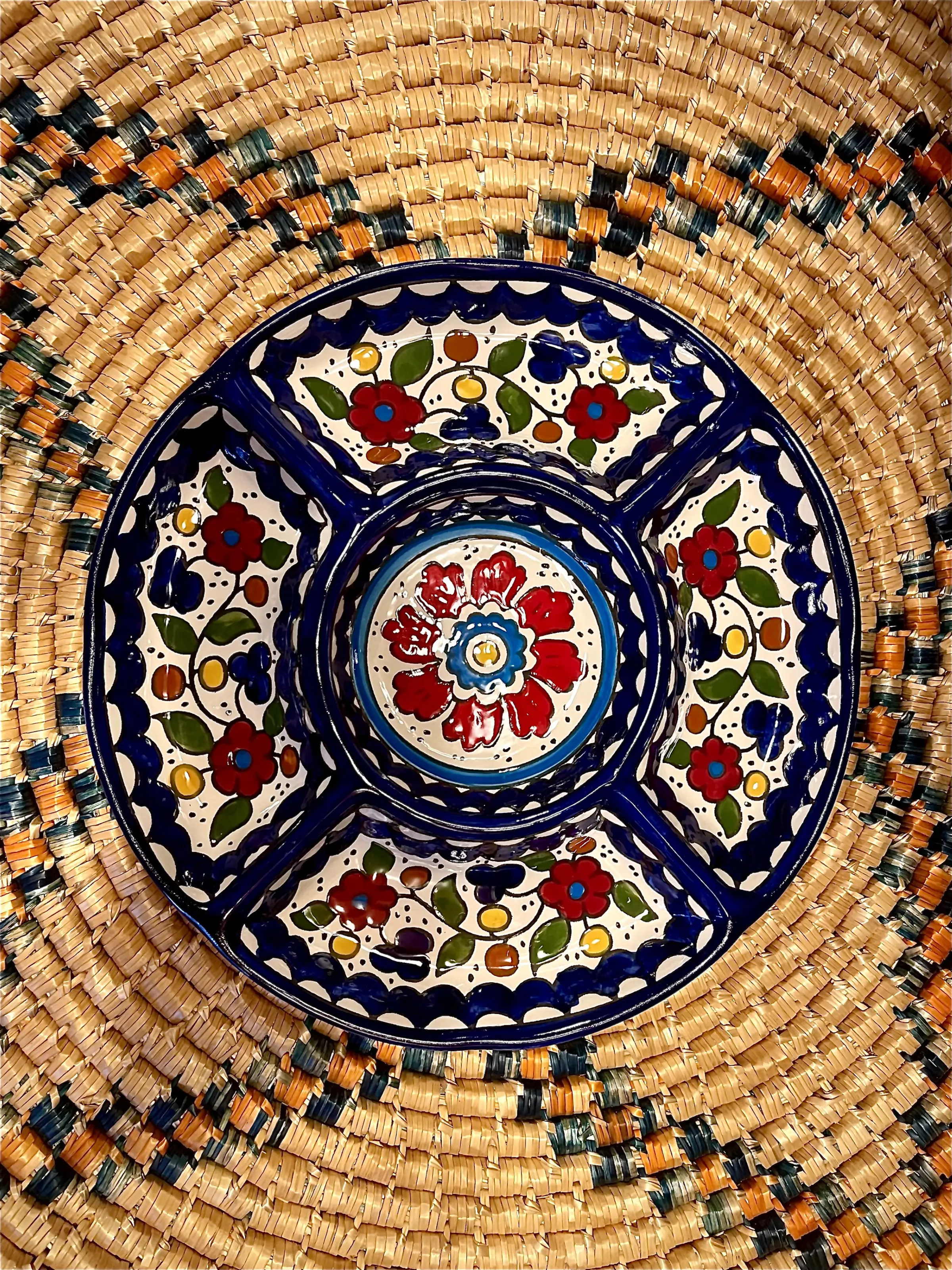 Palestine Pottery Divided Plate 23 cm Ceramic Handmade and Hand Painted خزف فلسطيني made in Palestine