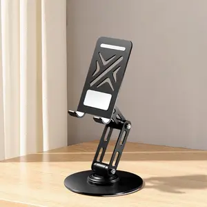 All-metal phone and tablet stand, 360-degree rotating stand, adjustable and foldable phone stand, universal desktop stand, suitable for both tablets and phones
