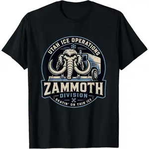 100% Cotton Zammoth Crew Mammoth Ice Machine Utah Fan Funny Hockey T-Shirt