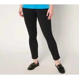 Susan Graver Weekend Regular Cotton Ponte Slim-Leg Ankle Pants