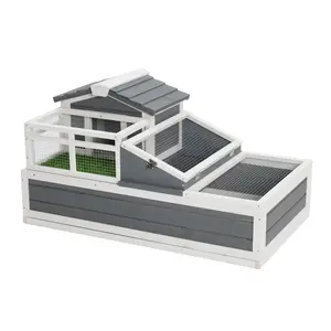 3-Room Tortoise House Habitat with Turf Balcony & 2 Stories, Indoor/Outdoor Wooden Tortoise Enclosure with Ladder, Tray, Openable Roof, Large Reptile Cage