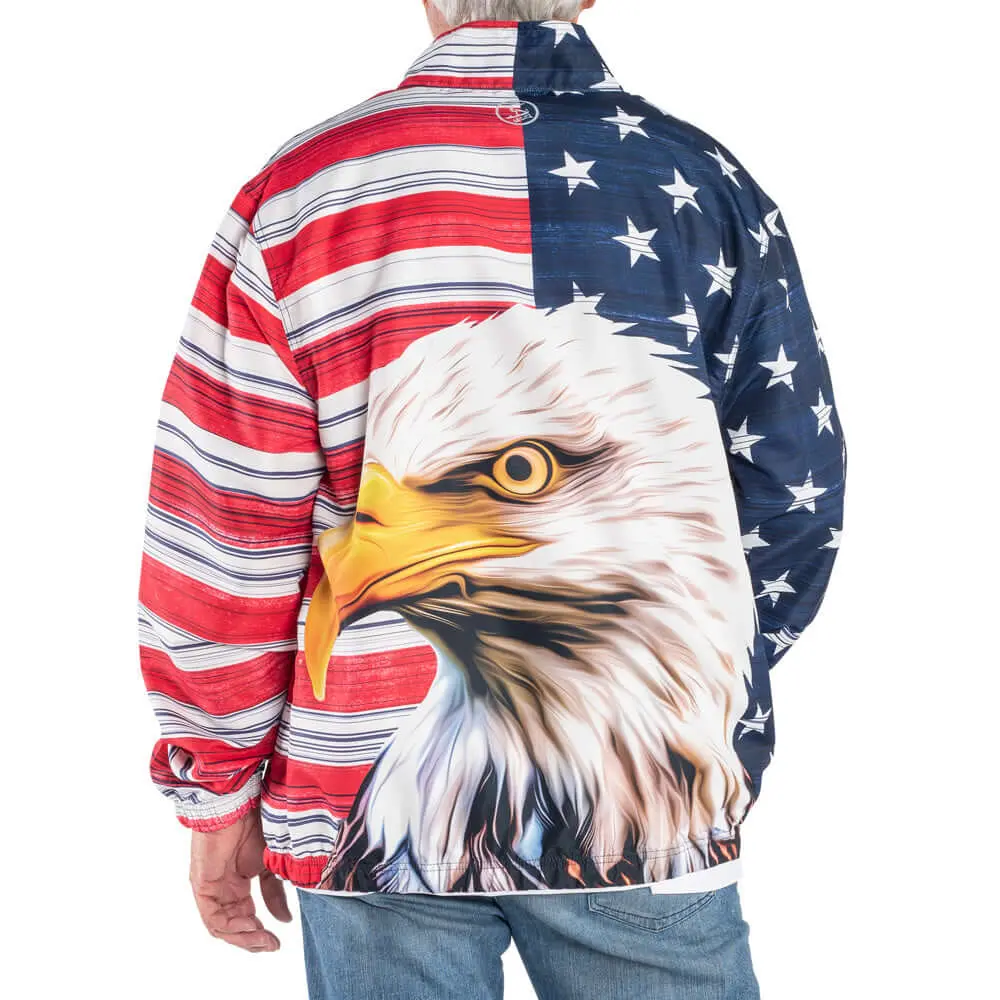 Unisex Patriotic Eagle Full Zip Windbreaker Jacket Menswear Stylish