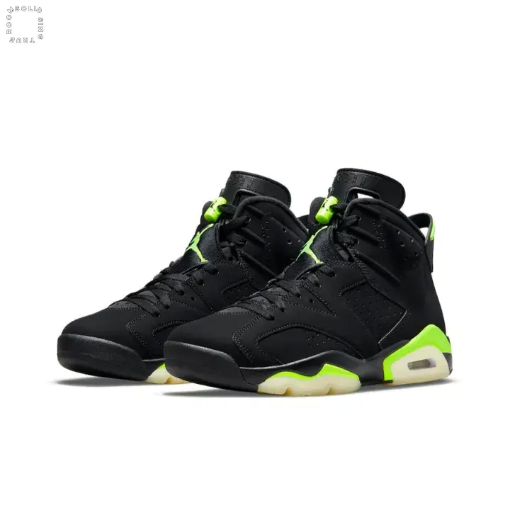 Black Neon Green Accent High-top Retro Basketball Sneakers | Matte Nubuck Leather Upper | Cushioned Visible Air Midsole, Fit for Hip-hop Street Outfits, Daily Leisure Wear and Casual Basketball Training