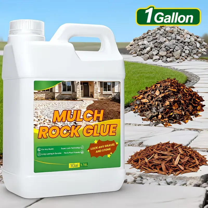 1 Gal Mulch Rock Glue - Super-Link Technology Adhesive - Locks Any Gravel and Stone - Long-Lasting & Durable - Pet & Plant Friendly
