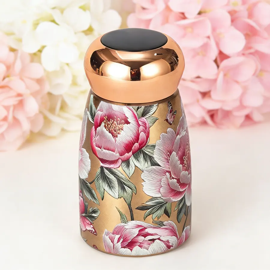 9 oz Mini Insulated Tumbler, Stainless Steel Vacuum Cup with Lid, 6 Hours Ice Retention, Leakproof Small Drinking Mug for Office/Home, Classic Oriental Style