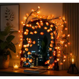 8 Lighting Modes Cherry LED Tree Twig Lights, 63Inch 72 LED Willow Blossom Vine Wall Garland with Remote, Ideal Holiday & Christmas Indoor Decor for Wall, Door and Window
