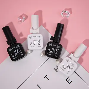 JR Gel Polish Top & Base Coat Set 15ml, HEMA-Free, Long Lasting UV/LED Soak Off Gel, High Gloss Finish