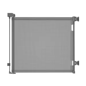 Retractable Mesh  Gate, 33" Tall, Extends up to 55" Wide,  Safety Gate for Doorways, Stairs, Hallways, Indoor/Outdoor (33"x55", Gray)